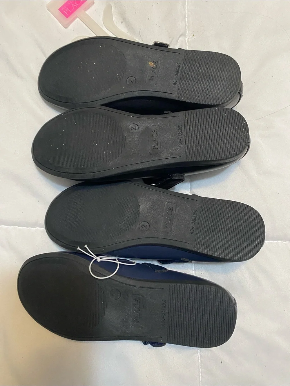 The Children's Place Two Pairs Black and Navy Scalloped Mary Jane Flats